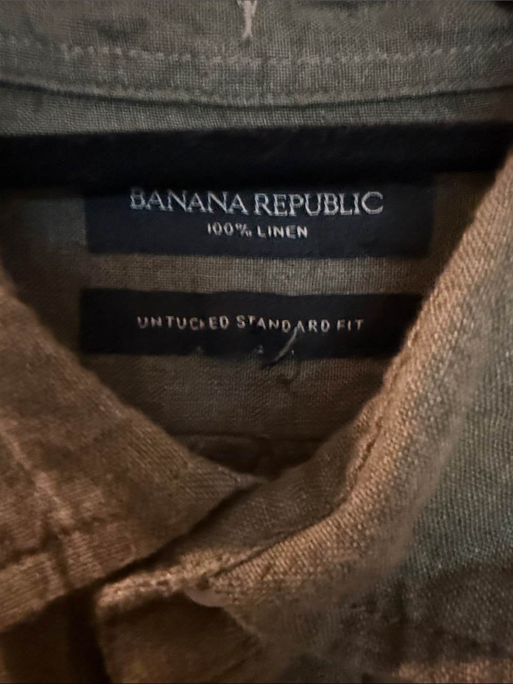 Banana Republic 100% Linen Olive Linen Button-Front Shirt - Picture 2 of 5